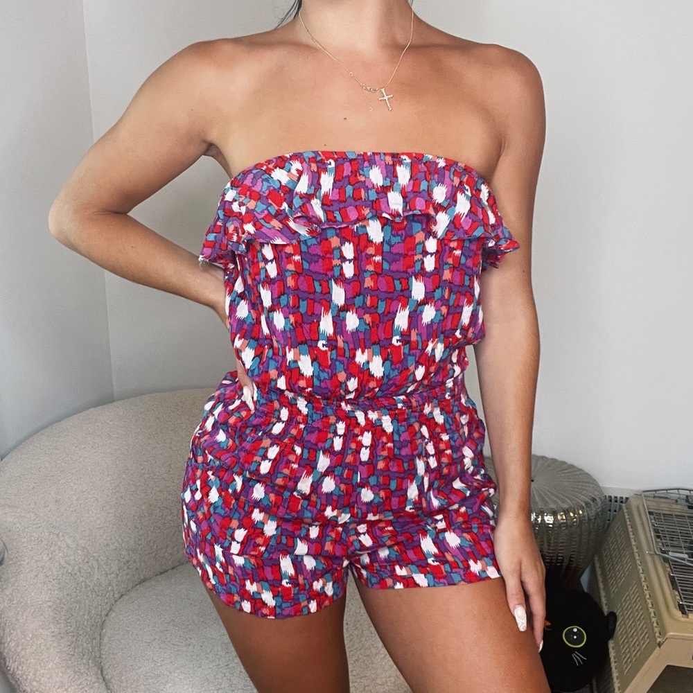 Colorful tub top romper
